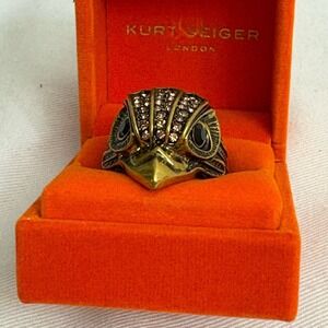 Kurt Geiger Eagle size 8 bnwt in box gold tone gem stones rhinestone new